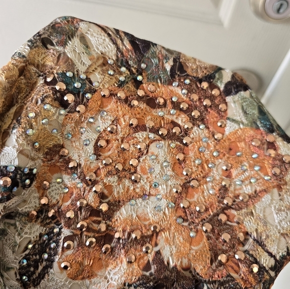 Frazzle Sheer Lace Blouse Womens Sz L Studed Lined High Low Coastal Y2k … - Picture 15 of 15